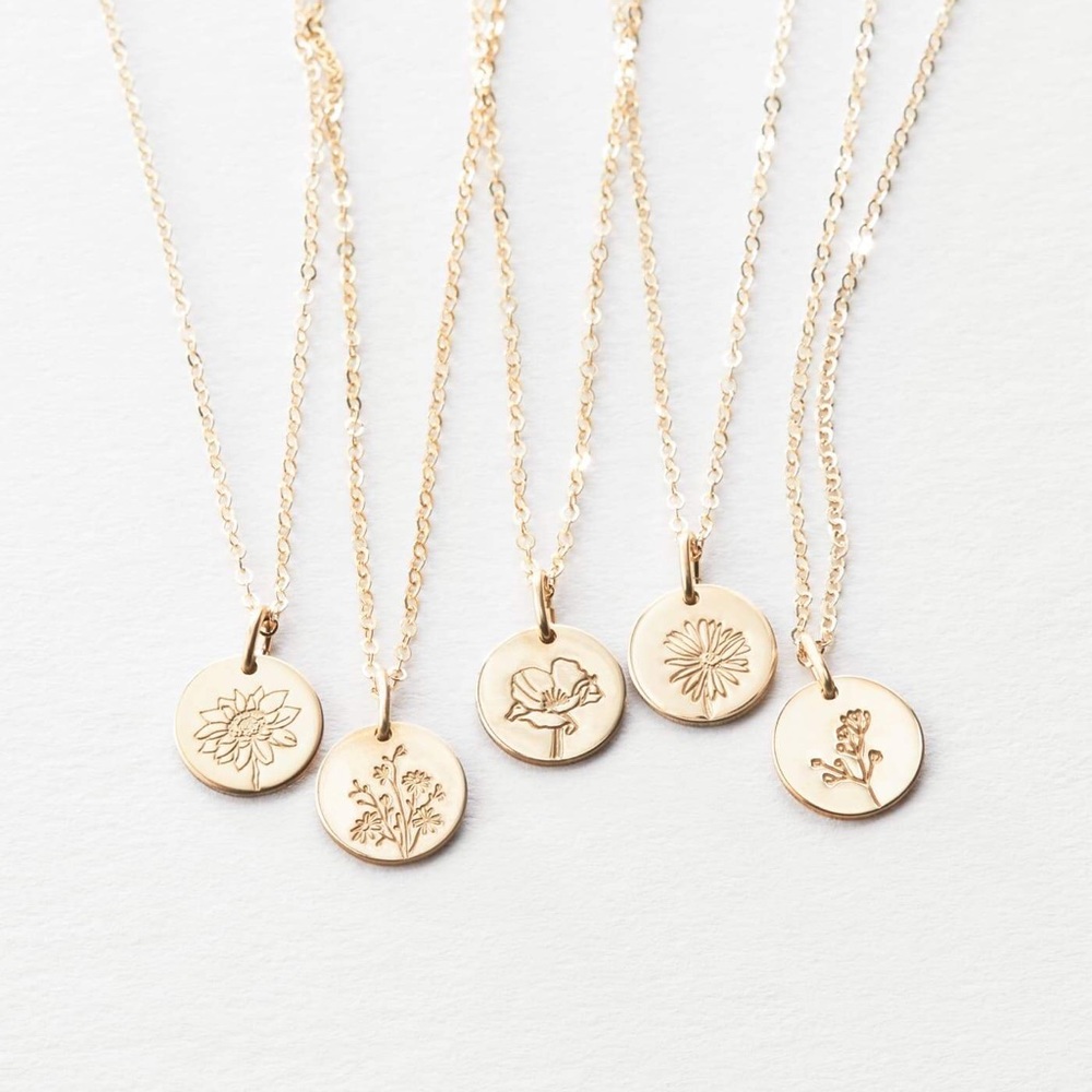 Cosmos October Birth Flower Simple Charm Necklace - Picture 13 of 15